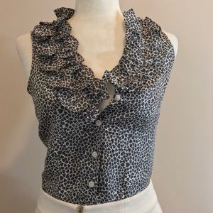 J.Crew Ruffled Sleeveless Button Down Top ( XS )